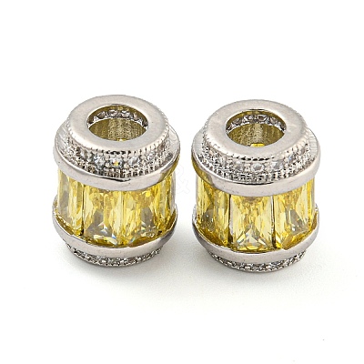 Rack Plating Brass Micro Pave Cubic Zirconia European Beads KK-F089-31P-1