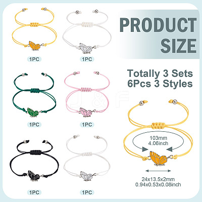 3 Sets 6Pcs 3 Styles Alloy Enamel Link Bracelets BJEW-TA0001-22-1