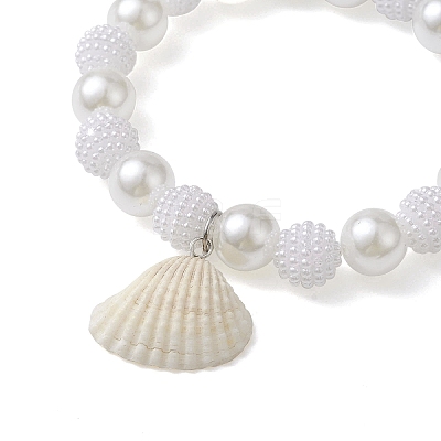 4Pcs 4 Style ABS Plastic Imitation Pearl Beaded Stretch Bracelets Set BJEW-JB10104-1