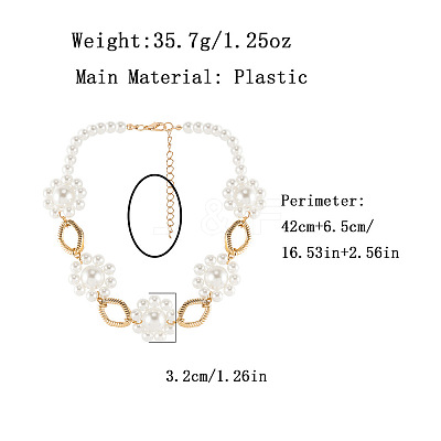 Alloy Rhombus & Plastic Flower Link Chain Necklaces for Women WG7D712-01-1