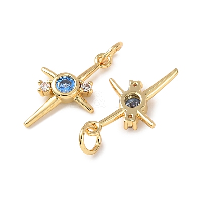 Brass Micro Pave Cubic Zirconia Pendants KK-C143-43C-G-1