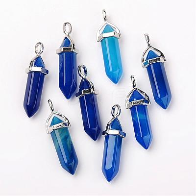 Natural Agate Double Terminated Pointed Pendants G-F295-05G-1