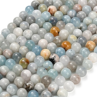 Natural Aquamarine Beads Strands X-G-F591-29B-10mm-01-1