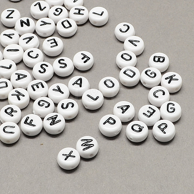 White and Black Acrylic Horizontal Hole Letter Beads SACR-Q101-01-1