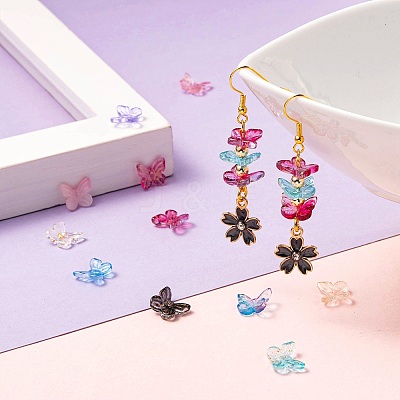 50Pcs 5 Colors Transparent Spray Painted Glass Charms GLAA-FP0001-12-1