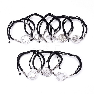 Adjustable Nylon Cord Braided Bead Bracelets BJEW-L640-05P-1