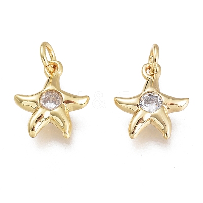 Brass Micro Pave Clear Cubic Zirconia Charms KK-M206-44G-1