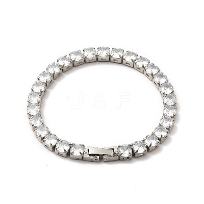 Clear Cubic Zirconia Tennis Bracelet BJEW-E009-25B-P-1