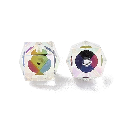 UV Plating Rainbow Iridescent Acrylic Beads OACR-H112-20A-1