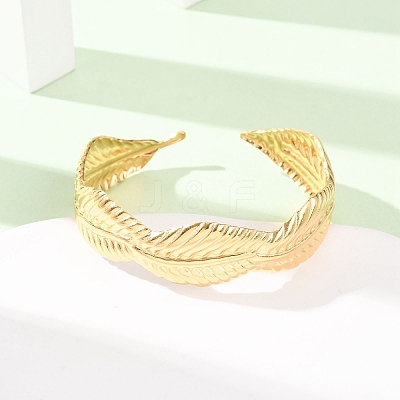 304 Stainless Steel Cuff Bangles for Women BJEW-C155-01E-G-1