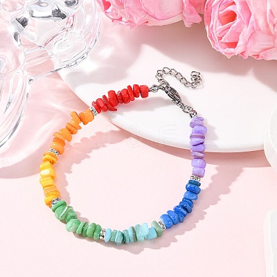 Nuggets Dyed Natural Freshwater Shell Beaded Bracelets & Necklaces Sets SJEW-JS01360-1