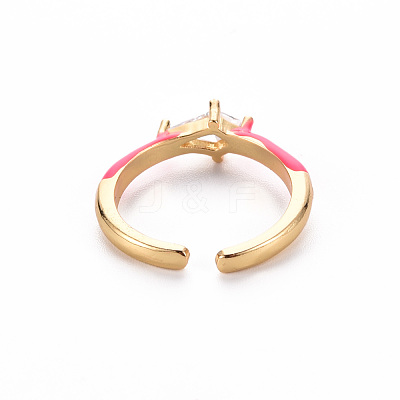 Brass Enamel Cuff Rings RJEW-T016-28A-NF-1