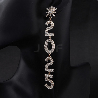 Brass Rhinestone Stud Earrings LS-EJEW-Q012-02G-1