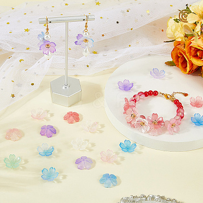 180Pcs Transparent Imitation Jelly Acrylic Bead Caps JACR-PA0001-01-1