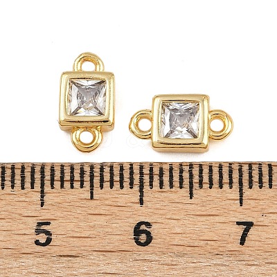 Brass Pave Clear Cubic Zirconia Connector Charms KK-A269-25G-1