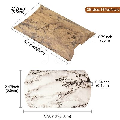 30Pcs 2 Styles Marble Printed Paper Pillow Gift Boxes CON-FS0001-21A-1
