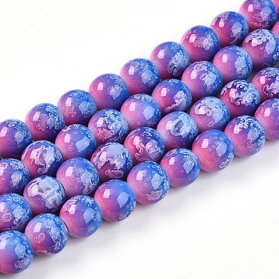 Baking Paint Glass Beads Strands X-DGLA-N008-8mm-02-1