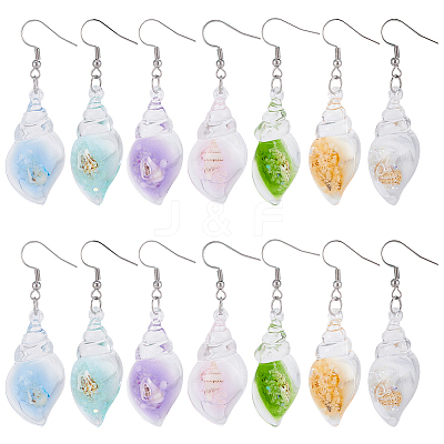 12Pair 304 Stainless Steel Shell Shape Dangle Earrings EJEW-UN00016-1