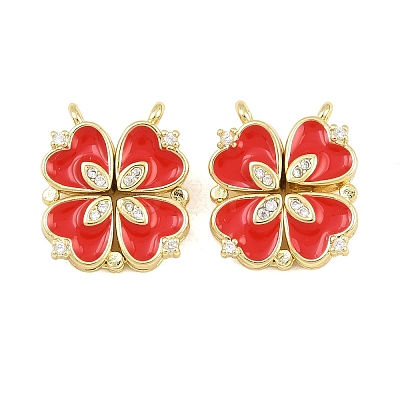 Brass Micro Pave Clear Cubic Zirconia and Enamel Connector Charms AL-CBA6E16-01G-B-1