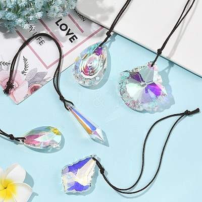 5Pcs 5 Styles Transparent Glass Suncatchers HJEW-YW00480-1