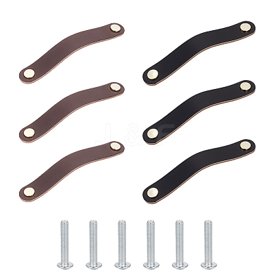 6 Sets 2 Colors Oval Leather Cabinet Handles FIND-HY0003-57-1