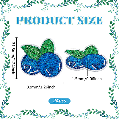 24Pcs Blueberry Computerized Embroidery Cloth Iron On/Sew On Patches PATC-BC0001-24-1