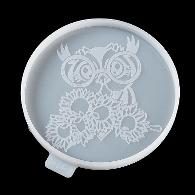 Flat Round with Owl & Flower DIY Cup Mat Silicone Molds SIL-F007-06C-1