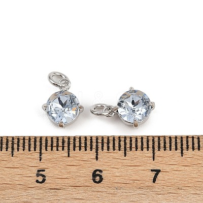 Flat Round Brass Glass Charms KK-L240-06P-02-1