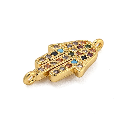 Rack Plating Brass Micro Pave Cubic Zirconia Palm Connector Charms KK-C074-41G-1
