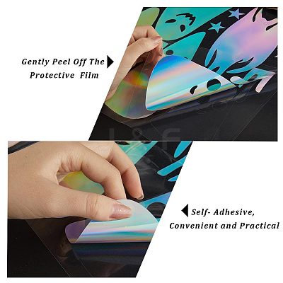 3 Sheets 3 Styles Halloween Laser PVC Waterproof Car Stickers DIY-GF0007-24-1