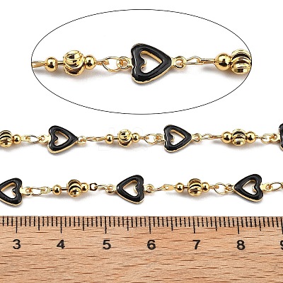 Brass Heart Link Chains KK-D368-03G-A-1