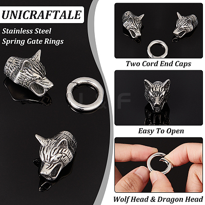 2 Sets 2 Styles 304 Stainless Steel Spring Gate Rings STAS-UN0041-77-1