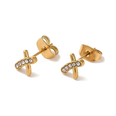 304 Stainless Steel Crystal Rhinestone Stud Earrings for Women EJEW-C094-01B-G-1