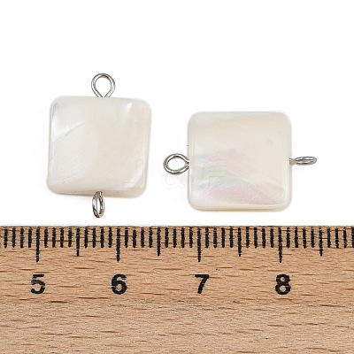 Natural Shell Square Connector Charms X1-STAS-D378-27P-1