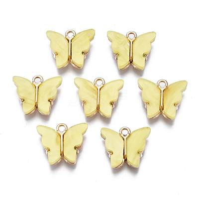 Alloy Acrylic Pendants X-ENAM-R136-01D-1