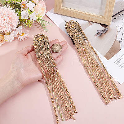 2Pcs Iron Tassel Chain Shoulder Epaulettes DIY-HY0003-58G-1