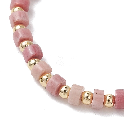 Natural Green Aventurine & Rose Quartz & Howlite & White Jade & Yellow Aventurine & Rhodonite & Synthetic Blue Lace Agate & Brass Beads Stretch Bracelets for Women BJEW-JB13334-01-1