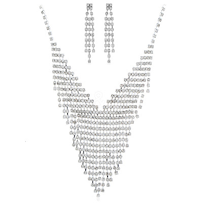 Chic Bride Brass Rhinestone Tassels Earrings & Necklaces Sets for Wedding GF2707-1