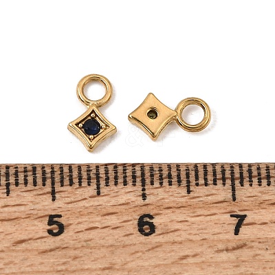 304 Stainless Steel Micro Pave Cubic Zirconia Charms CU-CBAAD26-01G-1