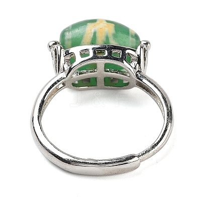 Oval Dyed & Heated Tibetan Style dZi  Natural Agate Adjustable Rings RJEW-C087-04P-01-1