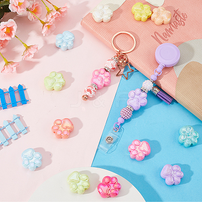50Pcs UV Plating Acrylic Beads OACR-SP0001-03-1