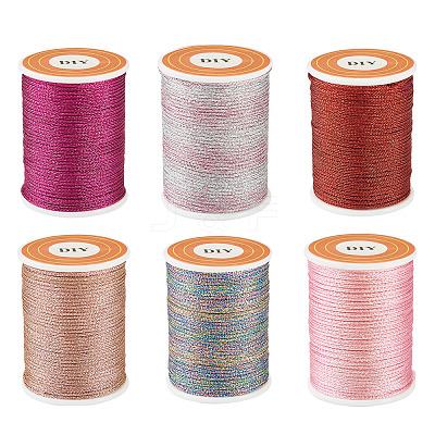 6Rolls 6 Colors Polyester Metallic Thread OCOR-TA0002-82A-1