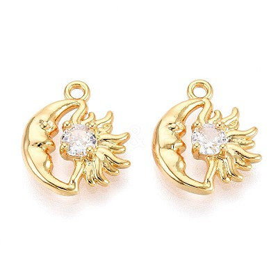 Brass Micro Pave Cubic Zirconia Charms X-KK-N263-94A-G-1