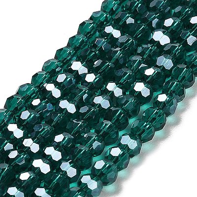 Faceted(32 Facets) Electroplate Glass Bead Strands X-EGLA-R015-4mm-13-1