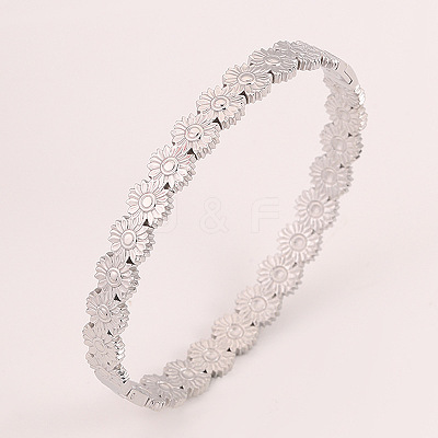 304 Stainless Steel Hinged Bangles for Women WG3D24D-02-1