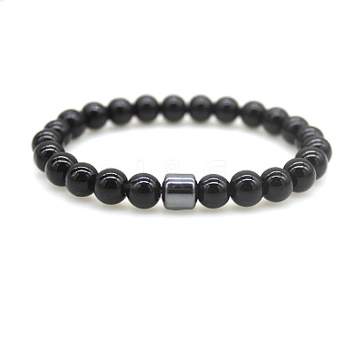 Natural Obsidian Round Beaded Stretch Bracelets for Men Women FS-WG77712-09-1