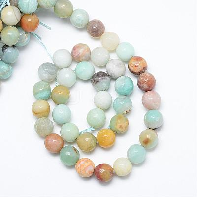 Natural Flower Amazonite Bead Strands G-R346-8mm-22-1