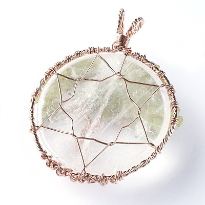 Natural Quartz Crystal & Peridot Big Pendants G-G771-B07-1