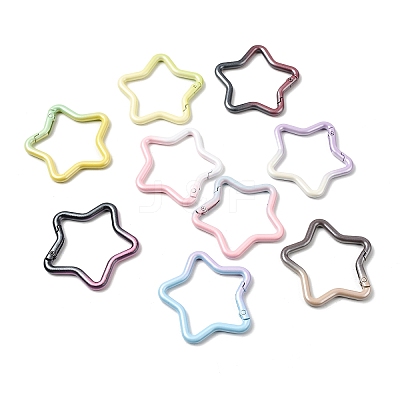 Spray Paint Alloy Spring Gate Rings FIND-C086-02B-1
