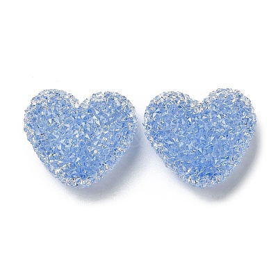 Drusy Heart Resin Rhinestone Beads RESI-C038-01F-1